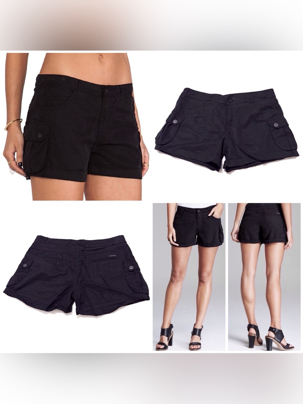 Sanctuary Army Brat Cargo Shorts in Black Size 26